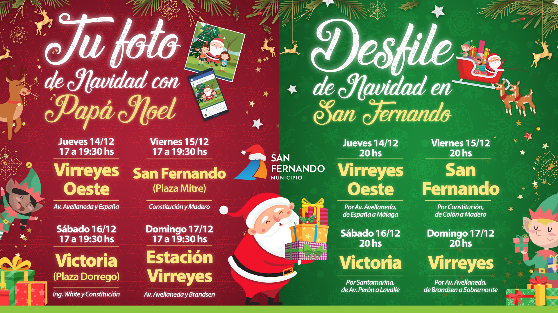 Vuelven a San Fernando los Desfiles de Navidad y “Tu Foto con Papá Noel”
