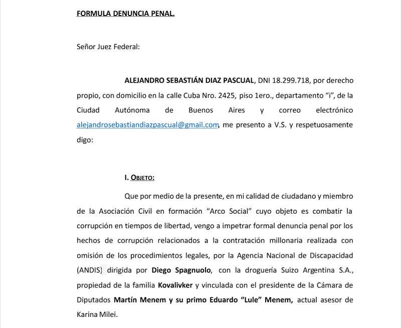 Diego Spagnuolo denuncia coimas e involucra a los Menem y Karina Milei 