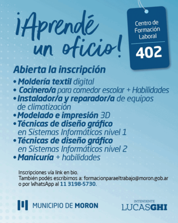 El Municipio de Morón abre la inscripción a cursos de formación laboral gratuitos