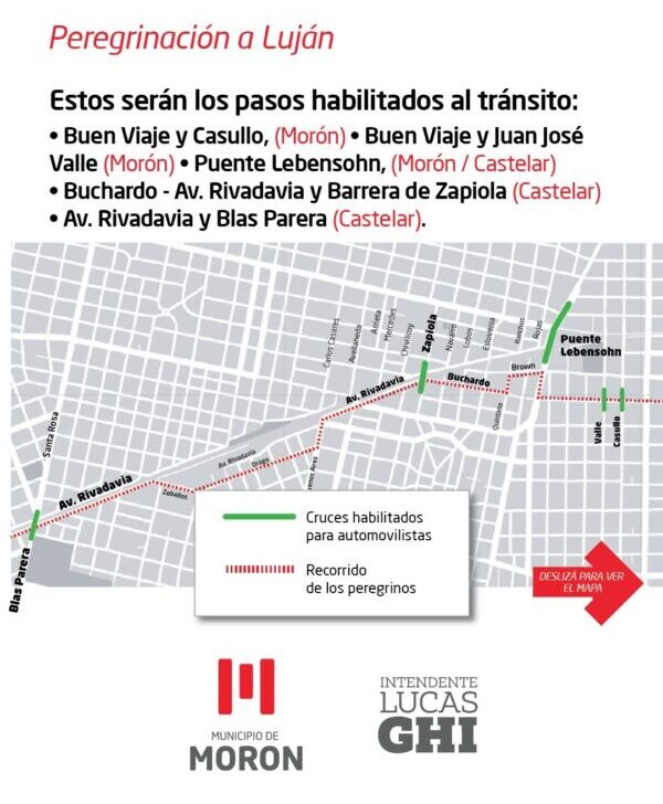 Morón: Cronograma de tránsito y circulación por la 51º Peregrinación a Luján