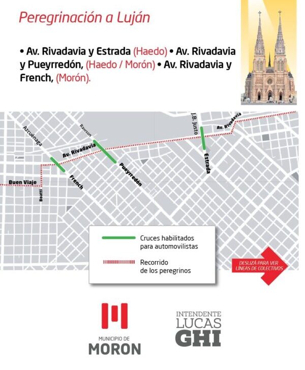 Morón: Cronograma de tránsito y circulación por la 51º Peregrinación a Luján