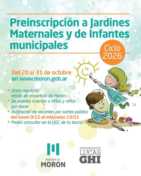 Morón abre la preinscripción 2026 para los jardines municipales