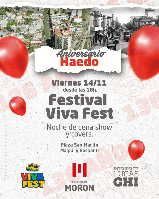 Haedo celebra un nuevo aniversario con actividades culturales