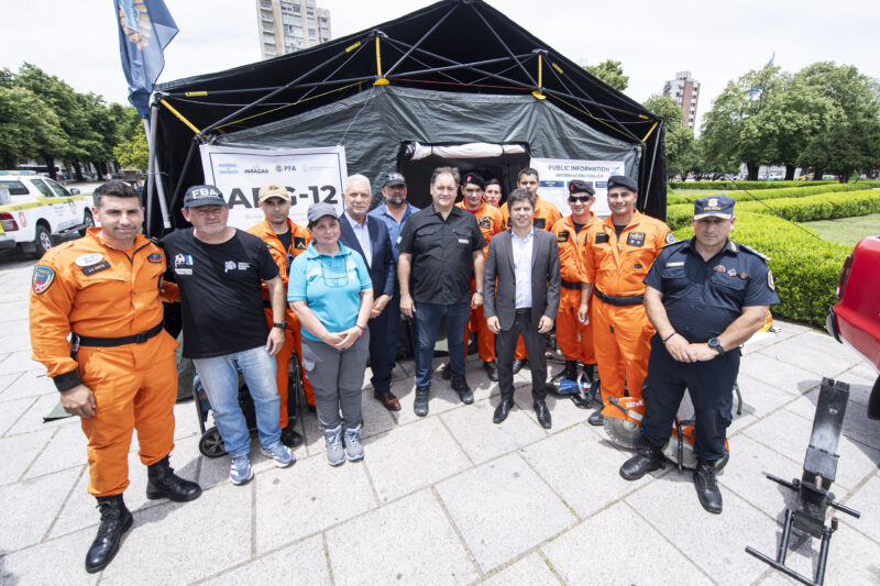 Kicillof y Alonso encabezaron el Encuentro del Sistema Provincial de Emergencias en Plaza Moreno