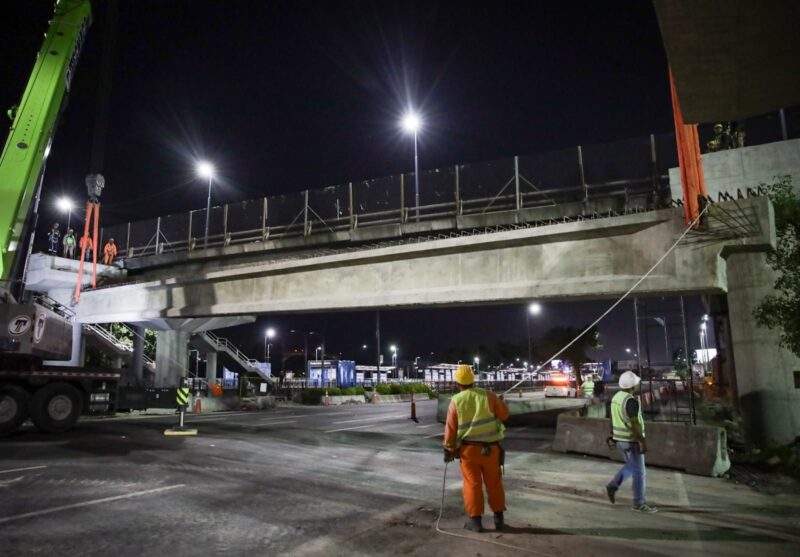 Megaoperativo nocturno para colocar la estructura del nuevo Puente Labruna en Núñez