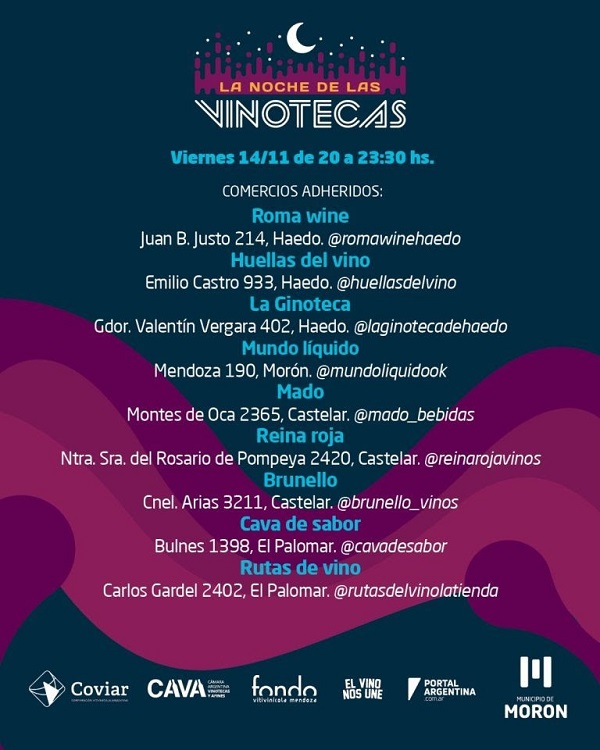 Morón vuelve la Noche de las Vinotecas