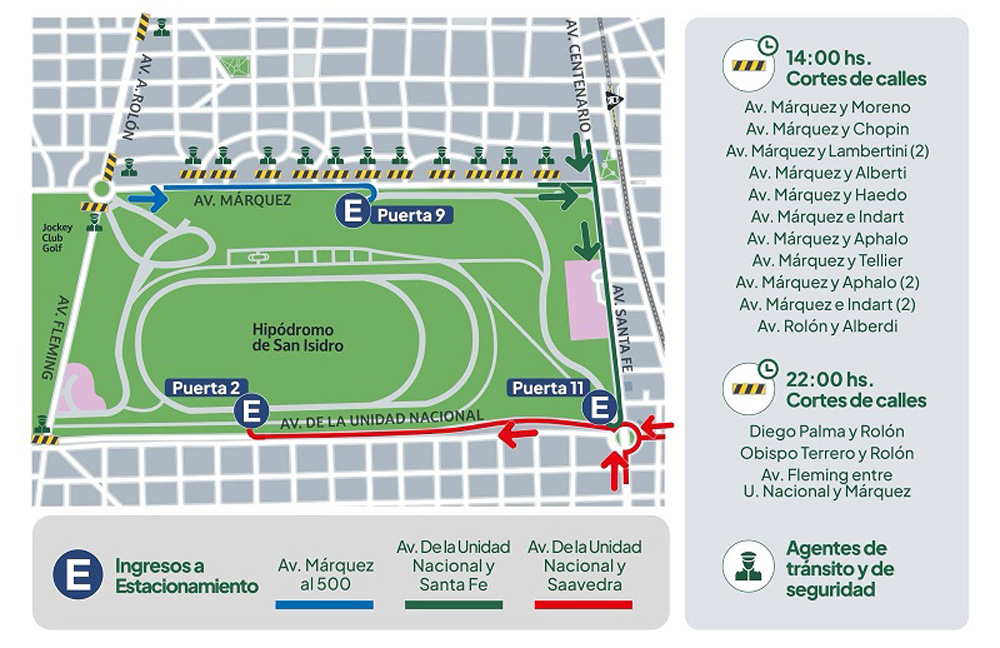 Operativo de tránsito por el recital de Andrea Bocelli