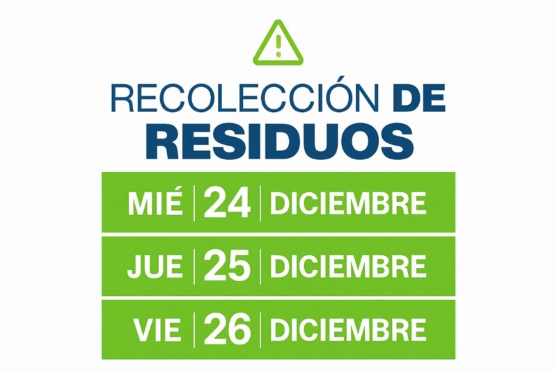Horarios especiales de recolección de residuos por Nochebuena y Navidad