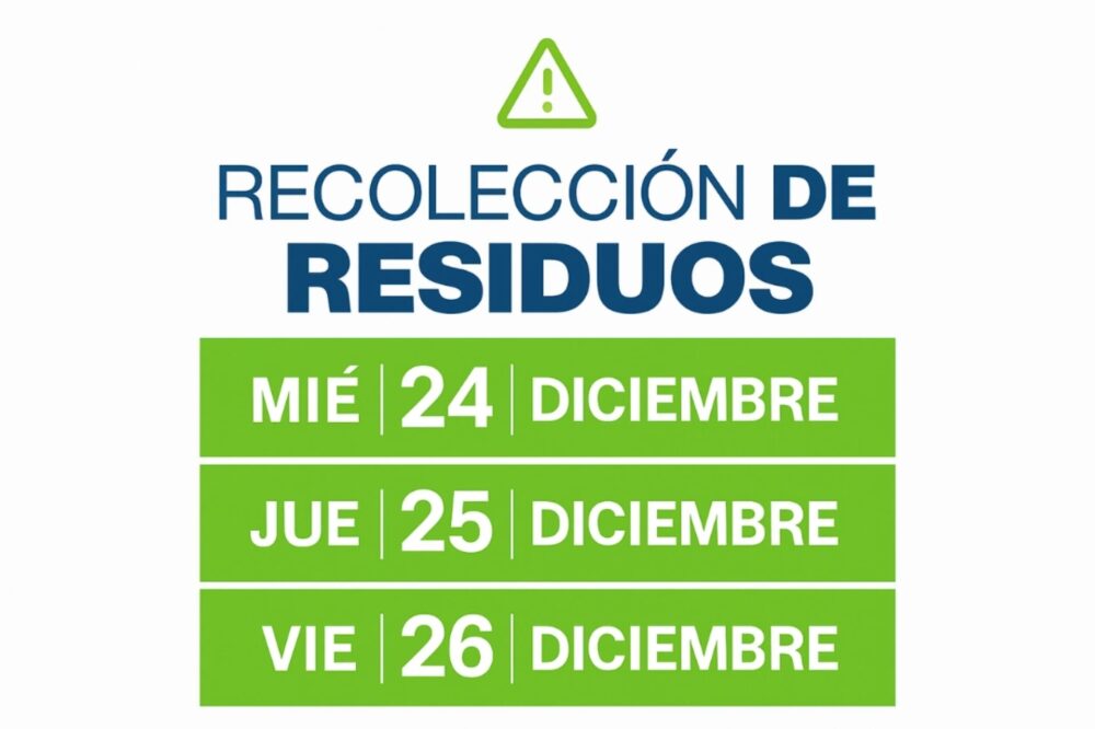 Horarios especiales de recolección de residuos por Nochebuena y Navidad