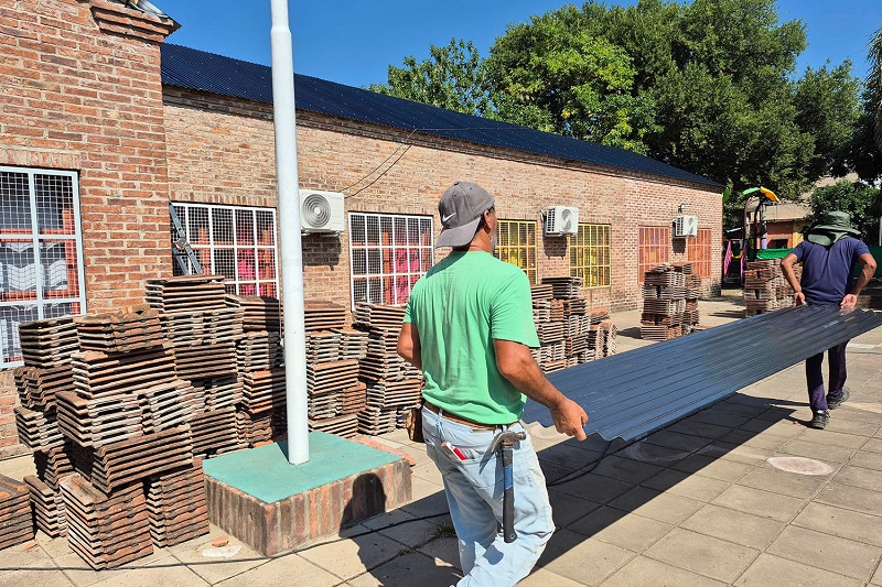 Avanzan las obras de infraestructura escolar en el Jardín de Infantes N°919 de Ricardo Rojas