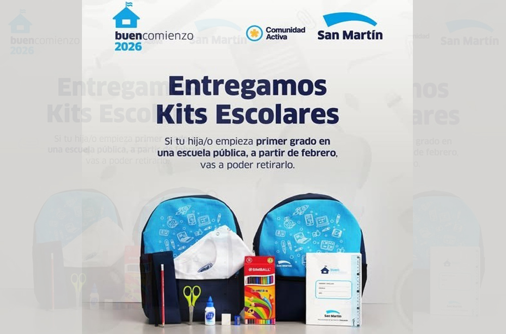 San Martín entrega un kit escolar a los alumnos que comienzan 1° año en escuelas públicas