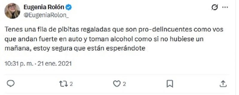 La Libertaria Eugenia Rolón se estrello ebria contra un poste, Provincia la inhabilito para tramitar la licencia