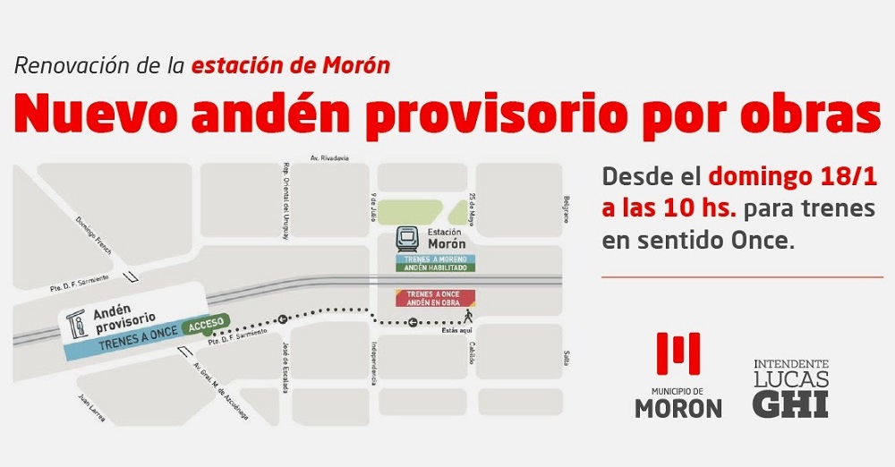 Desde el domingo comenzará a funcionar el andén provisorio de la Estación Morón