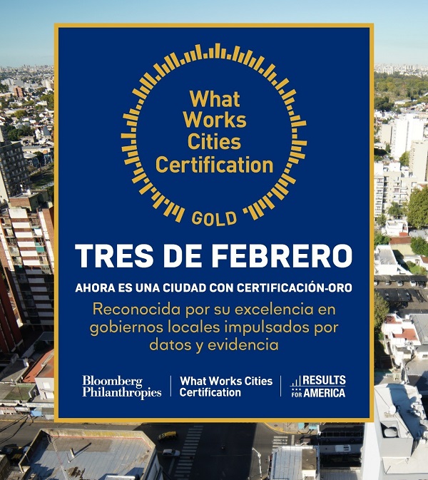 Results for America otorga a Tres de Febrero la certificación What Works Cities de Bloomberg por un uso de datos