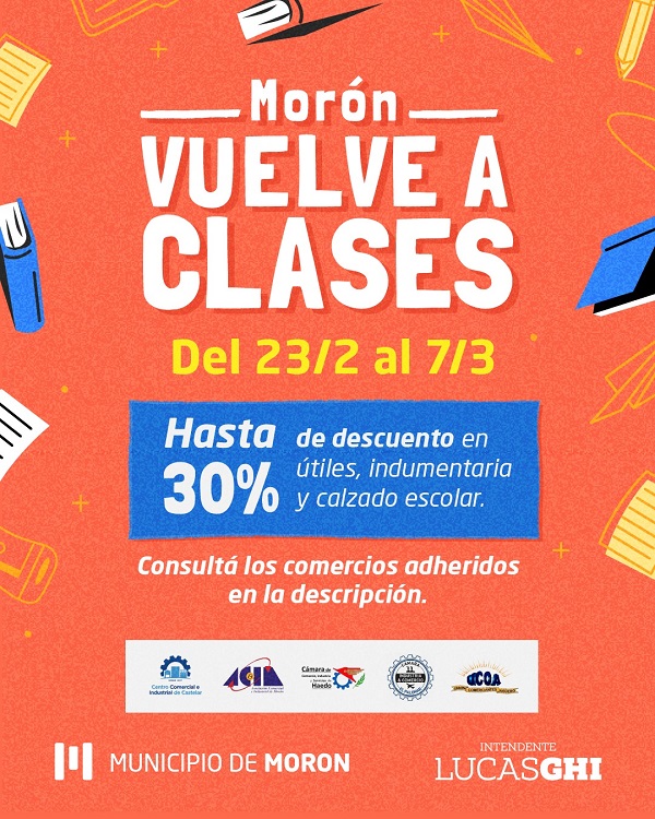 Morón Vuelve a Clases con descuentos en artículos escolares