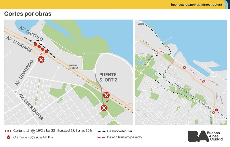 Obras para ampliar el Puente Labruna: mañana a la noche no se podrá usar la autopista Illia hacia el norte y la Avenida Cantilo