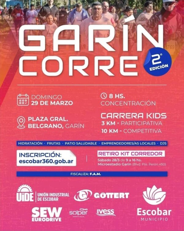 Llega una nueva edición de “Garín Corre”: deporte, música y recreación para toda la familia