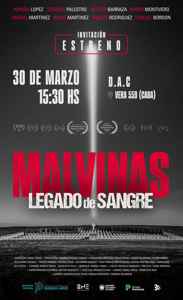Merlo presenta el documental "Malvinas, legado de Sangre"