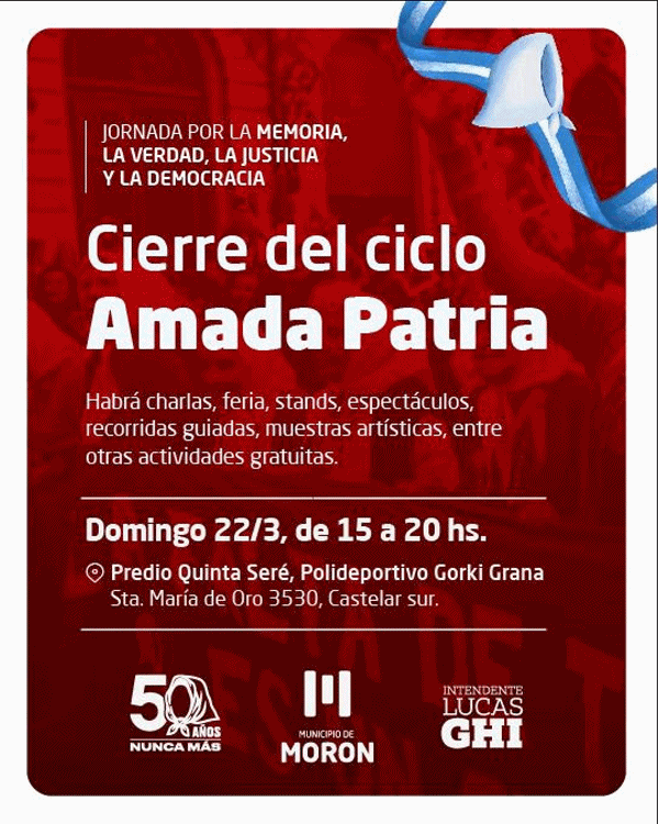 Morón conmemora los 50 años del golpe cívico-militar con actividades por la Memoria, la Verdad y la Justicia