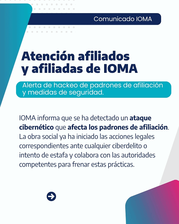 IOMA alerta por la filtración de padrones de afiliación y adpota medidas de seguridad