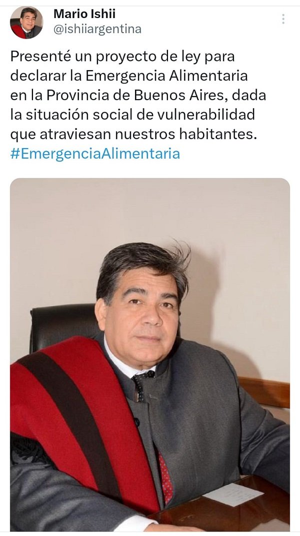 Mario Ishii pidió declarar la "Emergencia Alimentaria" en la Provincia y reclamó "recursos con prioridad social"