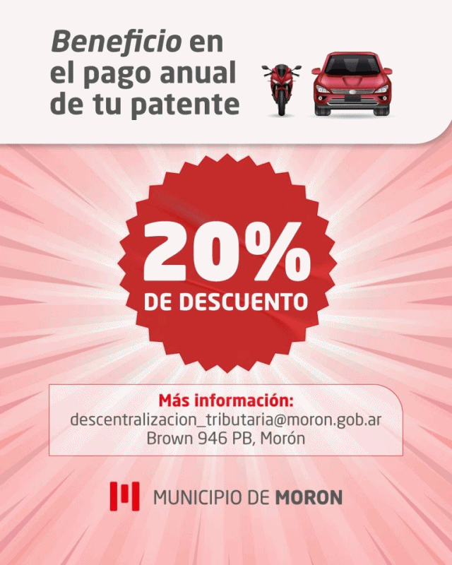 Morón ofrece descuentos en el pago anticipado del Impuesto Automotor 2026