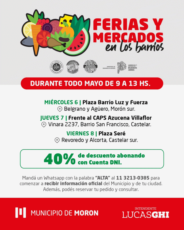 Continúan las Ferias y Mercados en los barrios de Morón