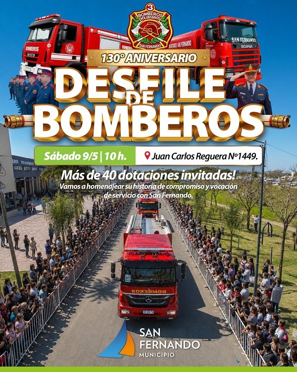 Los Bomberos de San Fernando festejan sus 130 años con un gran desfile