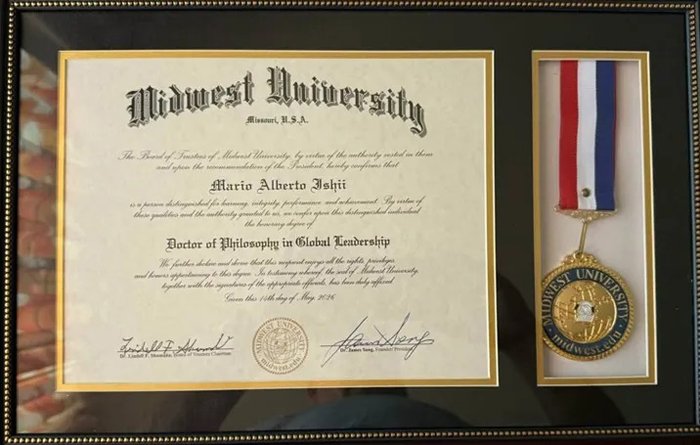 Mario Ishii fue distinguido en EEUU por su liderazgo con un doctorado Honoris Causa