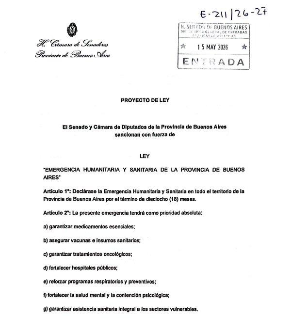 Mario Ishii pidió declarar la "Emergencia Humanitaria y Sanitaria de la provincia de Buenos Aires"