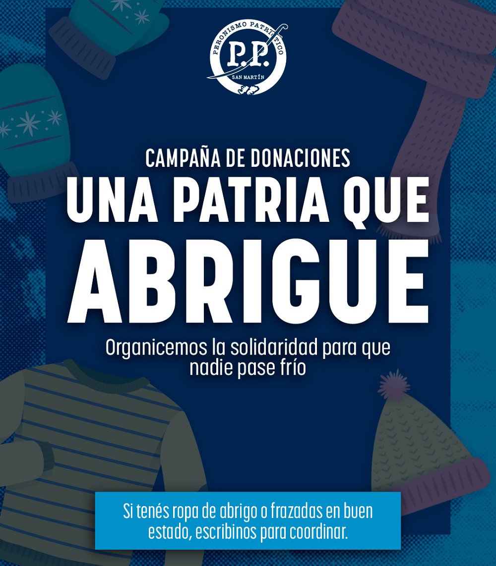 Arranca la campaña solidaria 'Una Patria que Abrigue' en San Martín