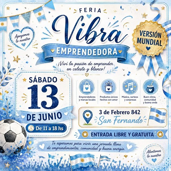 Vibra Emprendedora: El latido del diseño local y la pasión celeste y blanca inundan San Fernando