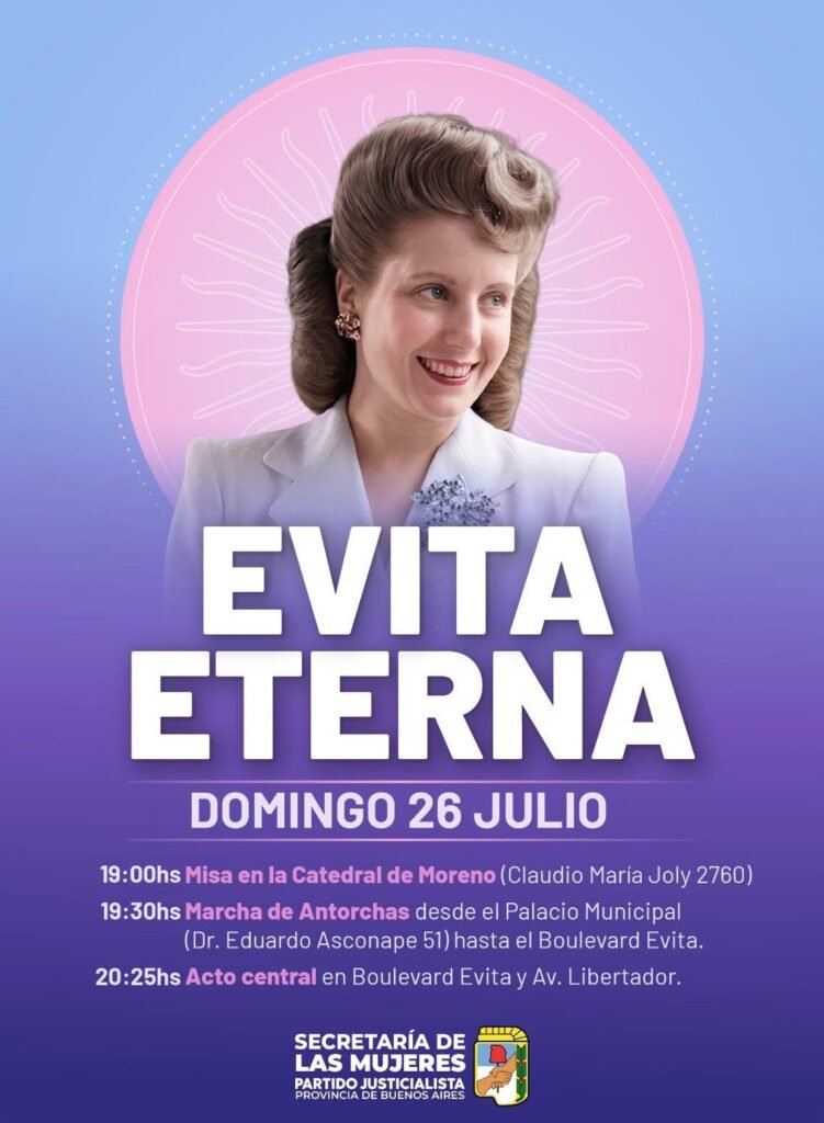 Mariel Fernández encabezará el acto homenaje a Eva Perón
