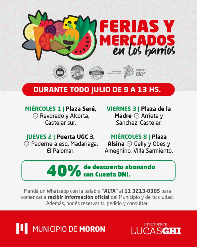 Morón en julio continúan los Mercados Bonaerenses con alimentos a precios accesibles