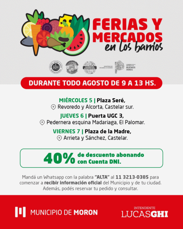Continúan las Ferias y Mercados en los barrios de Morón
