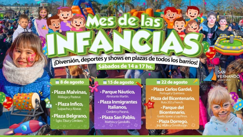 Nueva programación del “Mes de las Infancias” con shows y juegos en plazas de San Fernando