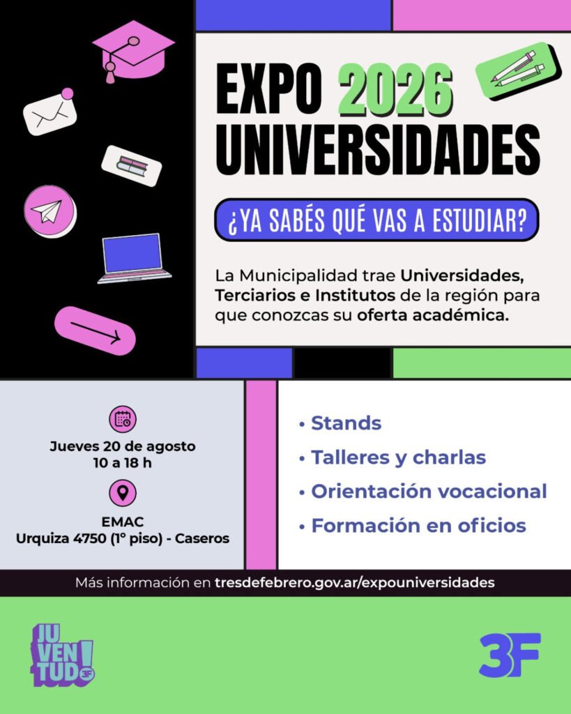Una nueva edición de Expo Universidades llega a Tres de Febrero