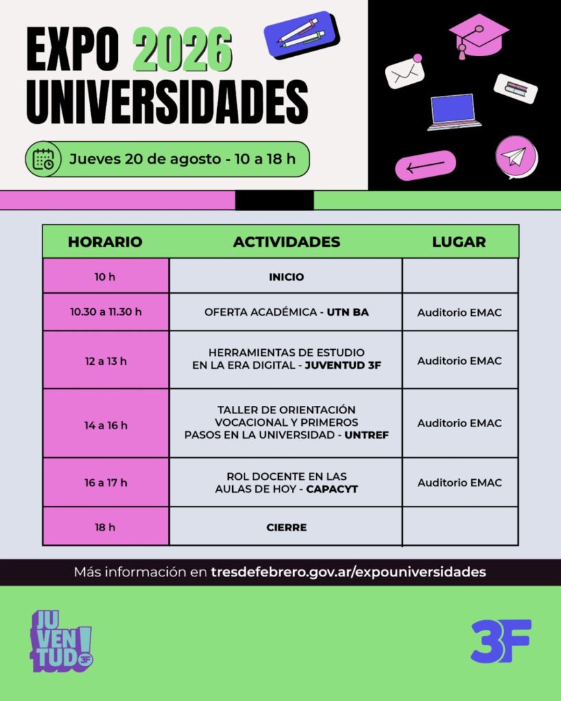 Una nueva edición de Expo Universidades llega a Tres de Febrero