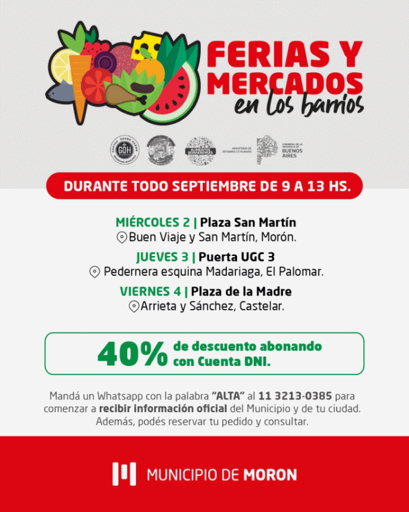 Continúan las Ferias y Mercados en los barrios de Morón