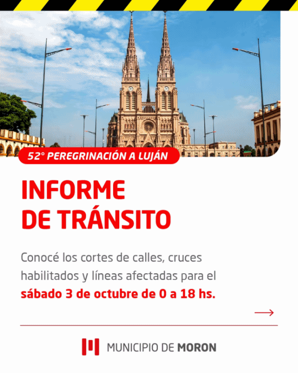 Cronograma de tránsito y circulación por la 52º Peregrinación Juvenil a Luján