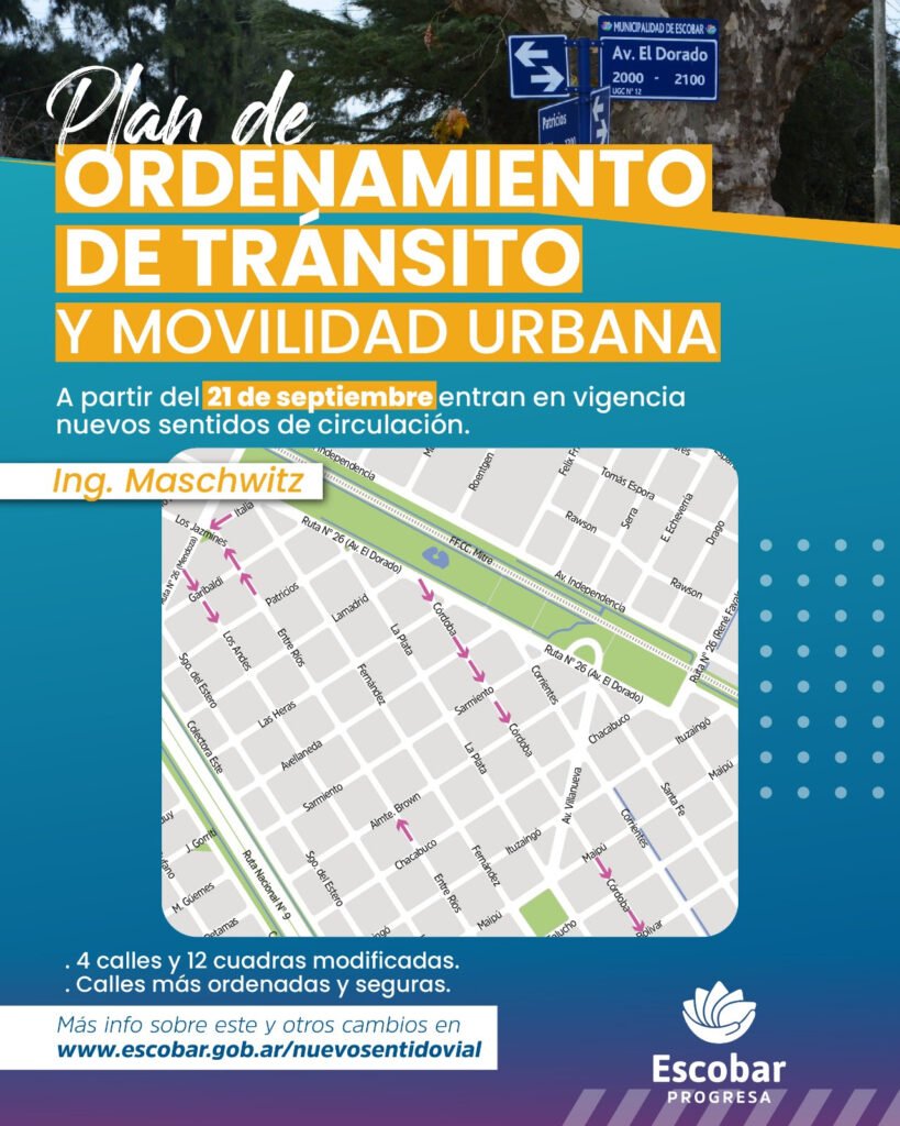 Escobar con cambios de circulación en Maschwitz y estacionamiento en Belén de Escobar