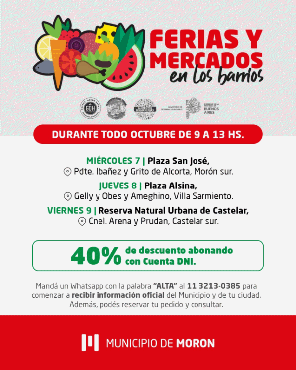 Continúan las Ferias y Mercados en los barrios de Morón durante octubre