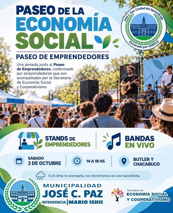 Este sábado 3 de octubre nueva jornada del Paseo de la Economía Social en José C. Paz