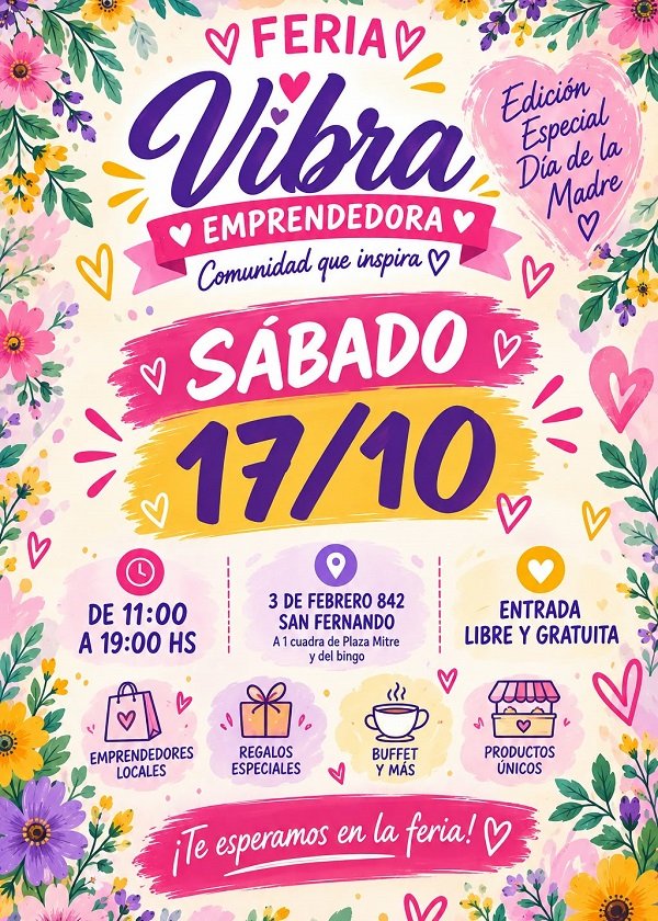San Fernando se prepara para recibir la "Feria Vibra Emprendedora" en una edición especial por el Día de la Madre