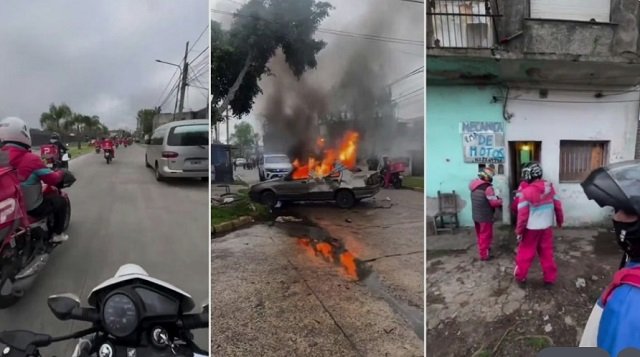 Justicia a domicilio en Tigre Repartidores rastrearon moto robada, destrozaron casa y quemaron auto
