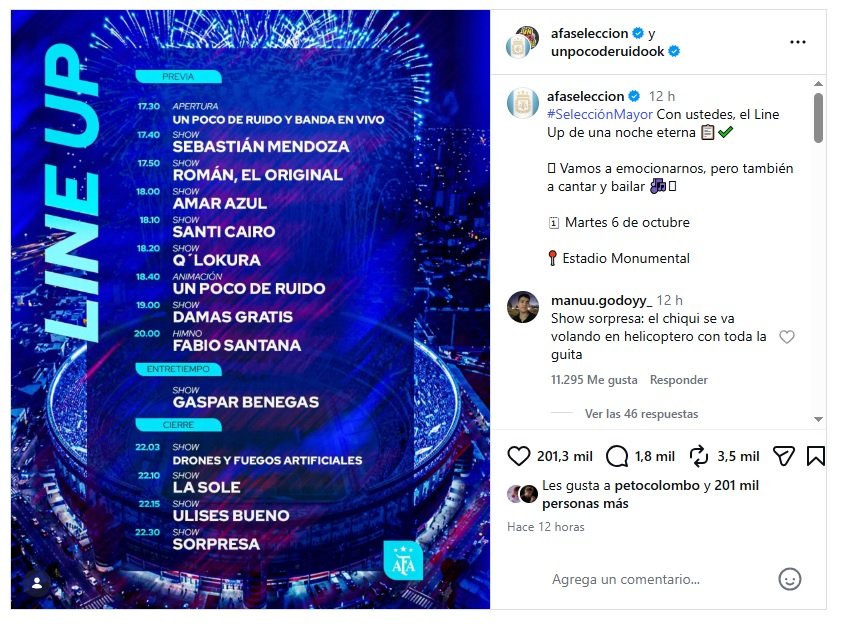 Messi- despedida - line up - artistas que actuaran